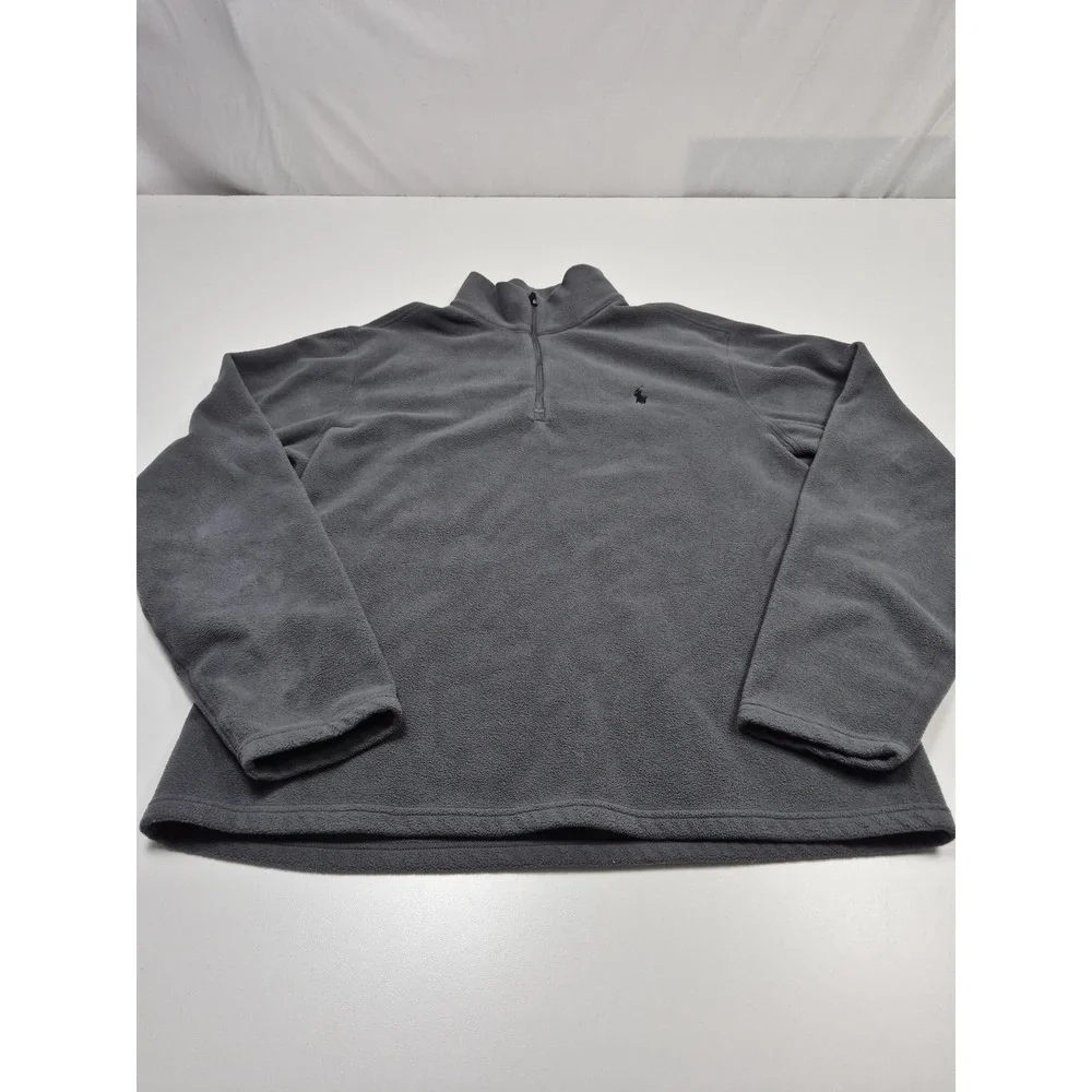 Polo Ralph Lauren Sweatshirt Mens Large Gray 1/4 Zip Fleece Pullover Pony Logo